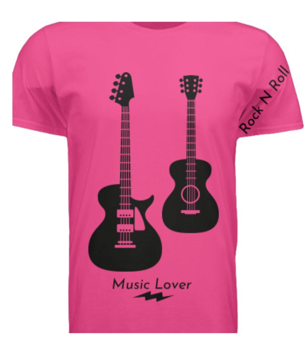 Short Sleeve Two Guitars (Rock N Roll) Crewneck T-shirt