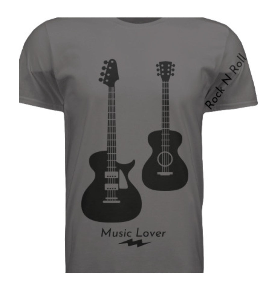 Short Sleeve Two Guitars (Rock N Roll) Crewneck T-shirt